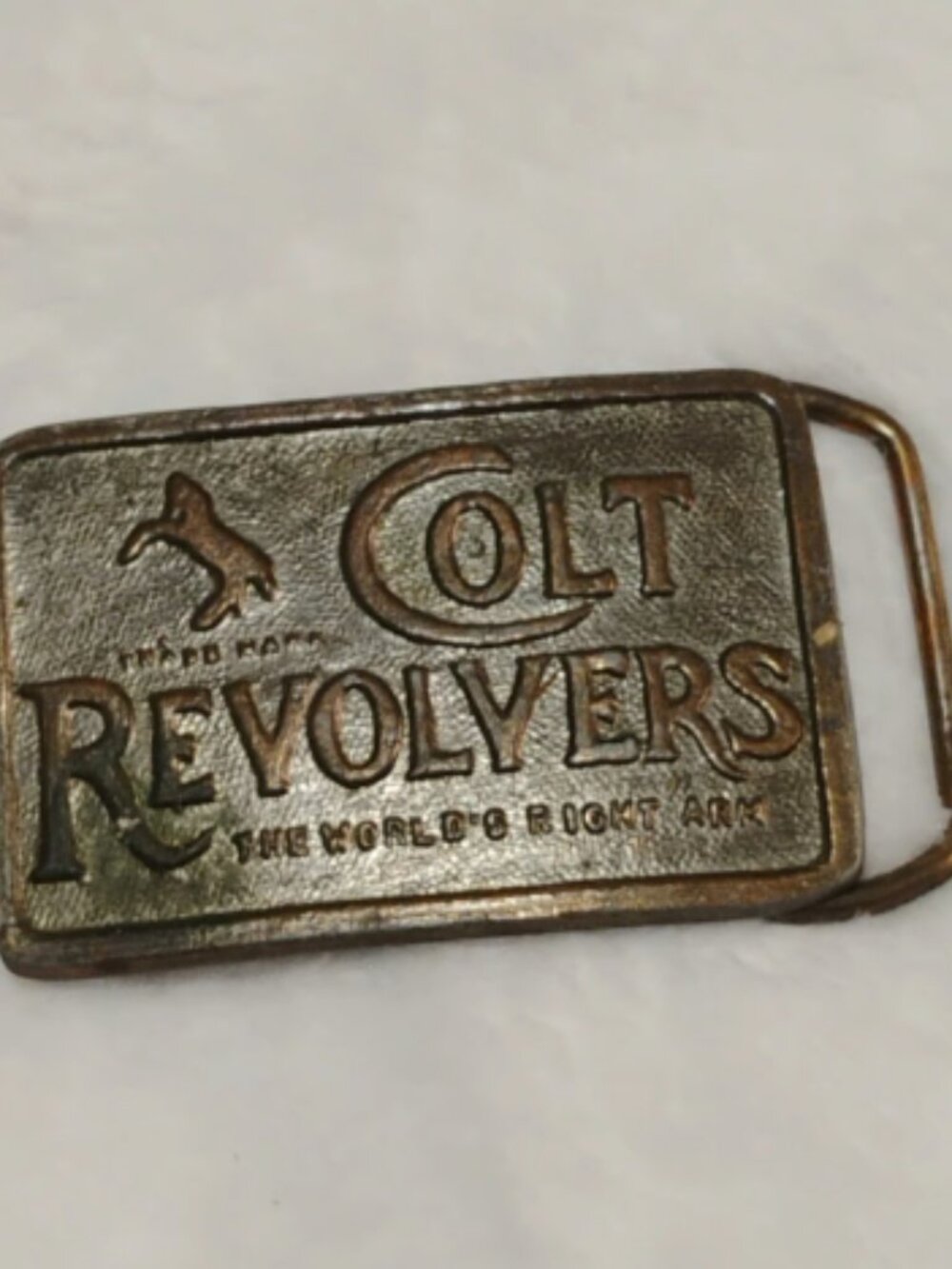 Bergamot Brass Colt Revolvers "The World's Right Arm" Belt Buckle - Picture 3 of 12